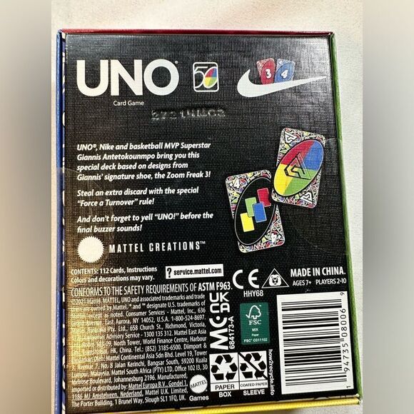 NIB Sealed UNO Nike Zoom Freak 3 Card Game - Rare - - Picture 2 of 4